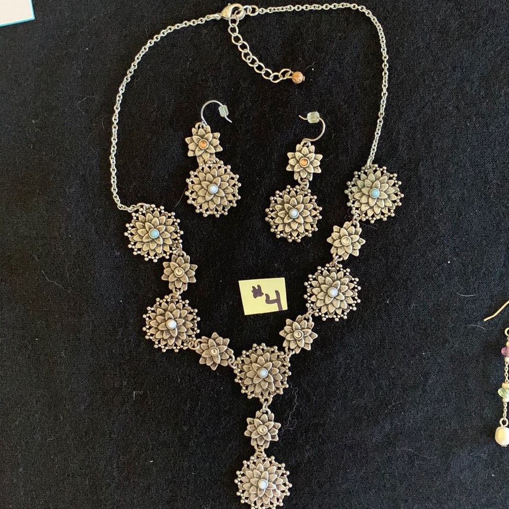 Beautiful Lotus flower necklace, earrings set. Make me an offer I can’t refuse.